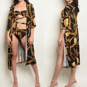 ☀️CHAIN PRINT KIMONO BODYSUIT SET